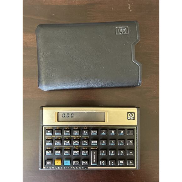 Vintage Hewlett Packard HP 12C Financial Calculator Gold w/Case WORKING - Picture 1 of 10